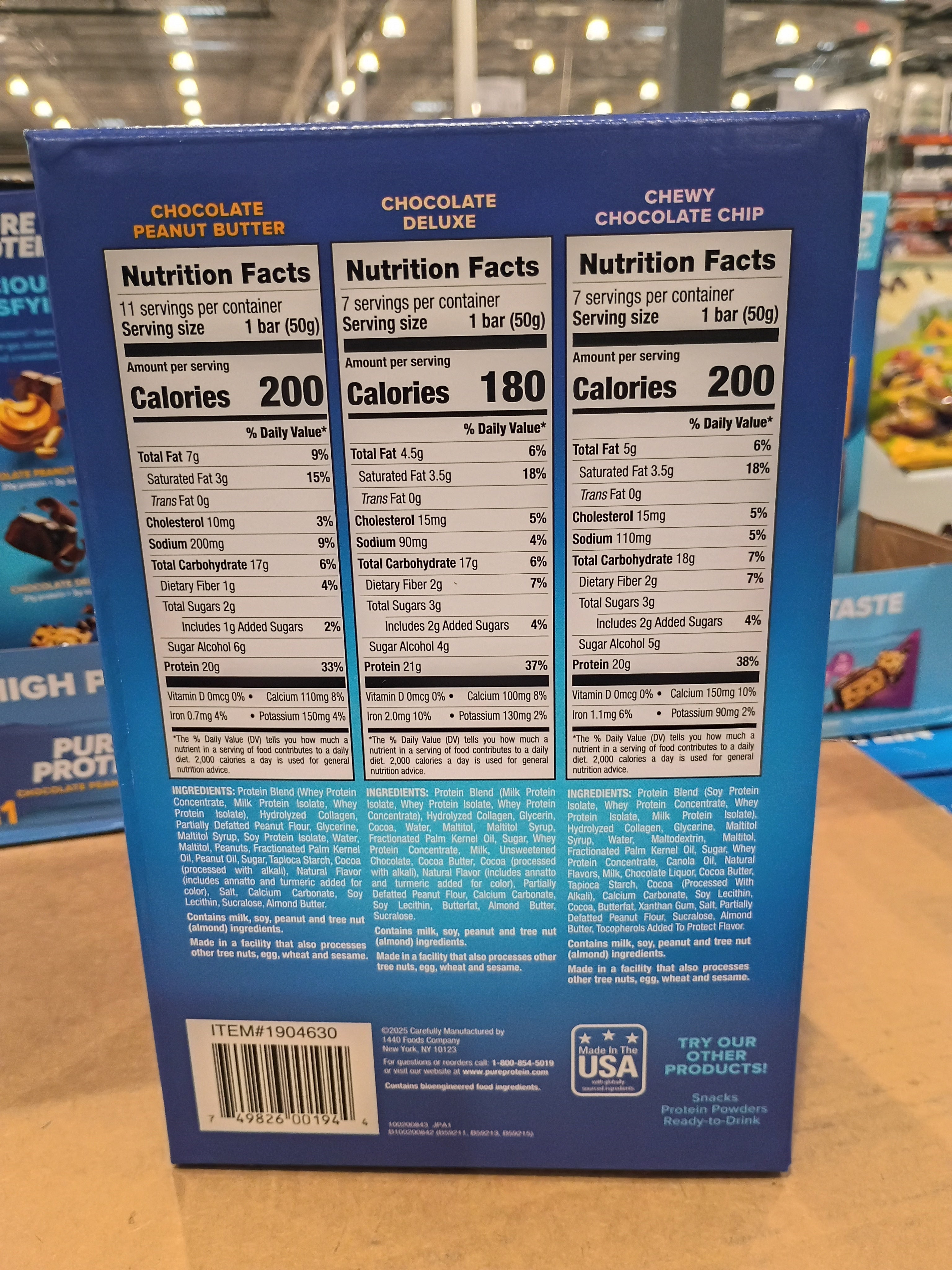 Pure Protein Variety Pack Protein Bars – 18 Count, 20–21g Protein